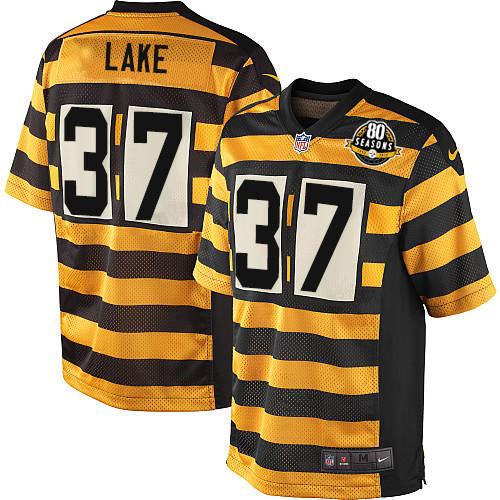 Youth Elite Carnell Lake 80th Anniversary Nike Jersey Gold/Black Alternate - #37 Throwback NFL Pittsburgh Steelers